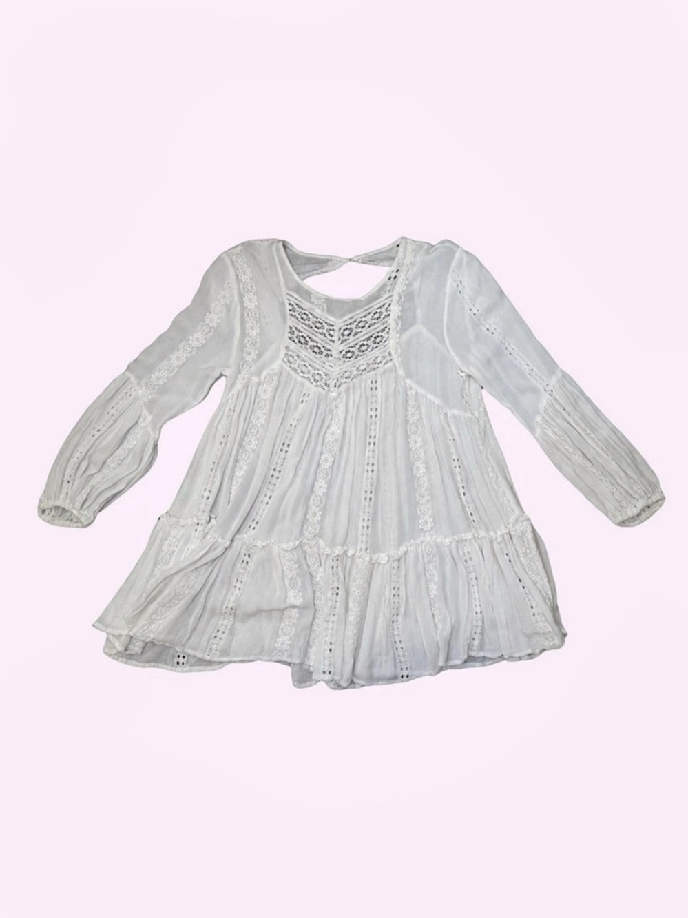 Free People Tabby Lace Long Sleeve Minidress Mini Dress White